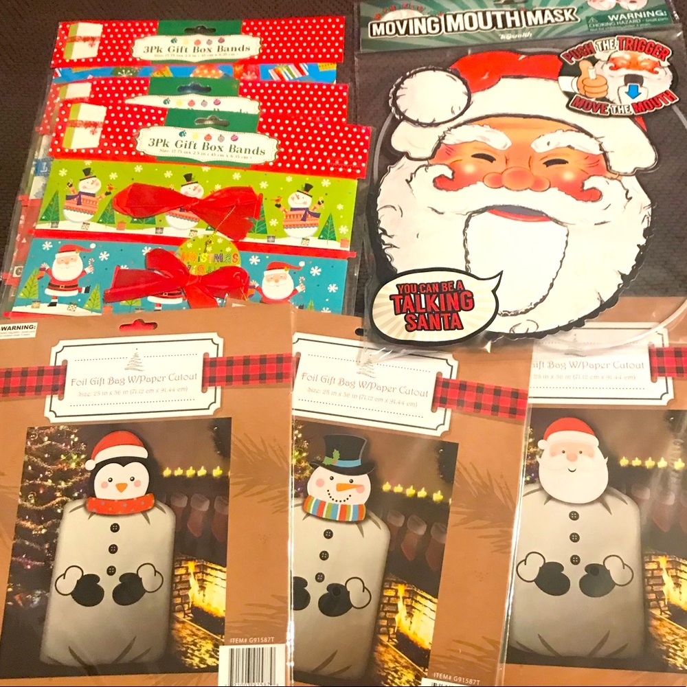 Bundle of Christmas Gift Wrapping & Santa Mask